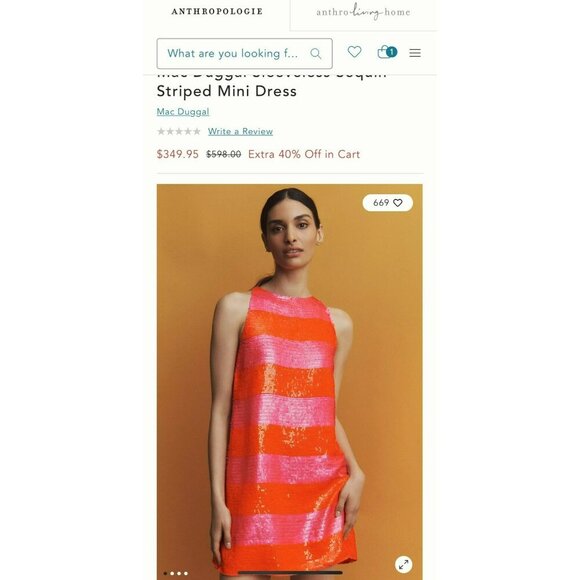 Anthropologie $598 Mac Duggal Sleeveless Sequin Striped Mini Dress NEW - Picture 3 of 8